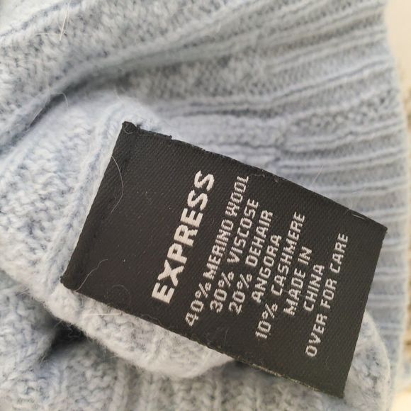 Express Cable Knit Wool Angora Cashmere Beanie Hat light Blue - Picture 4 of 4
